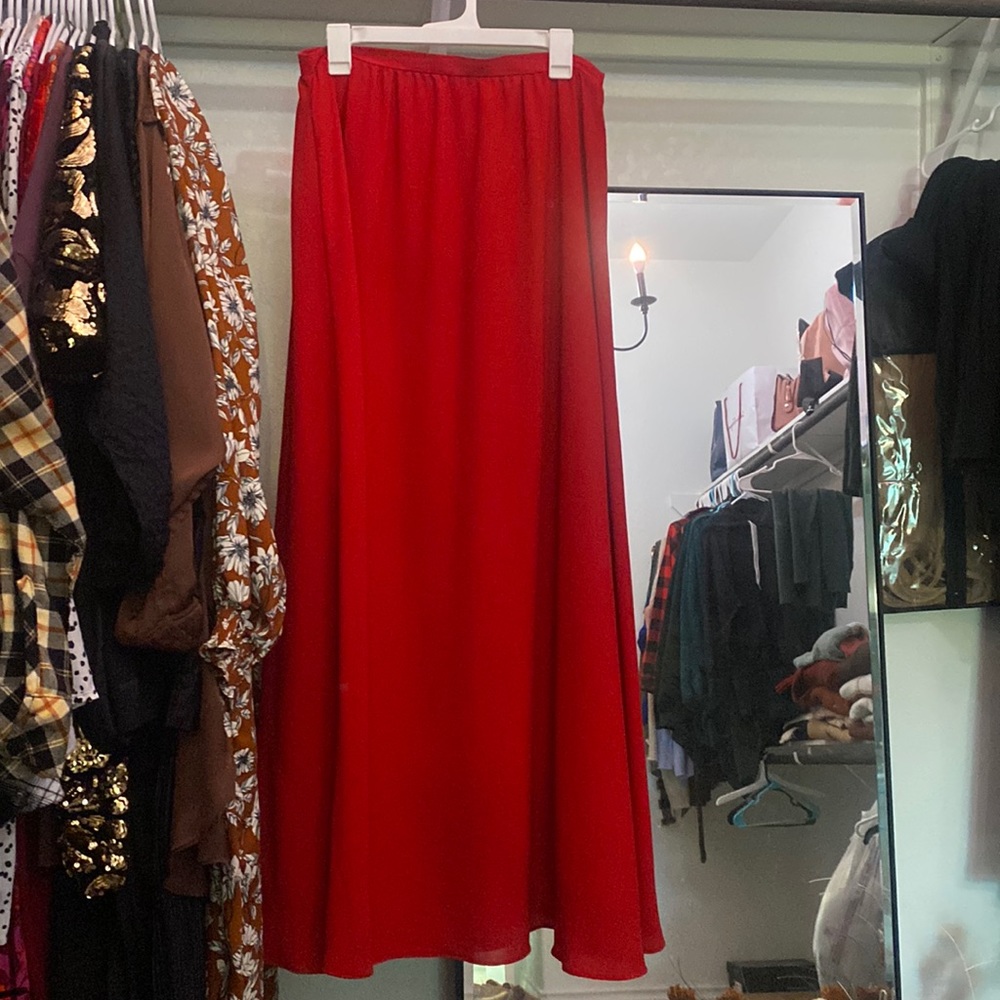 Red maxi skirt holiday dress